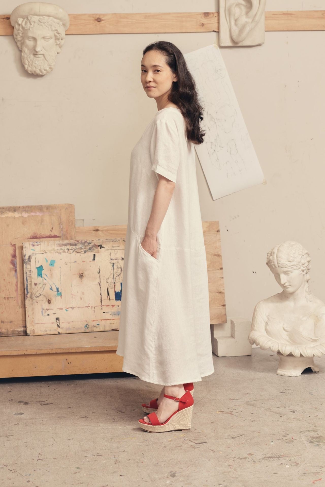 Linen Speedwell Dress - Optical White